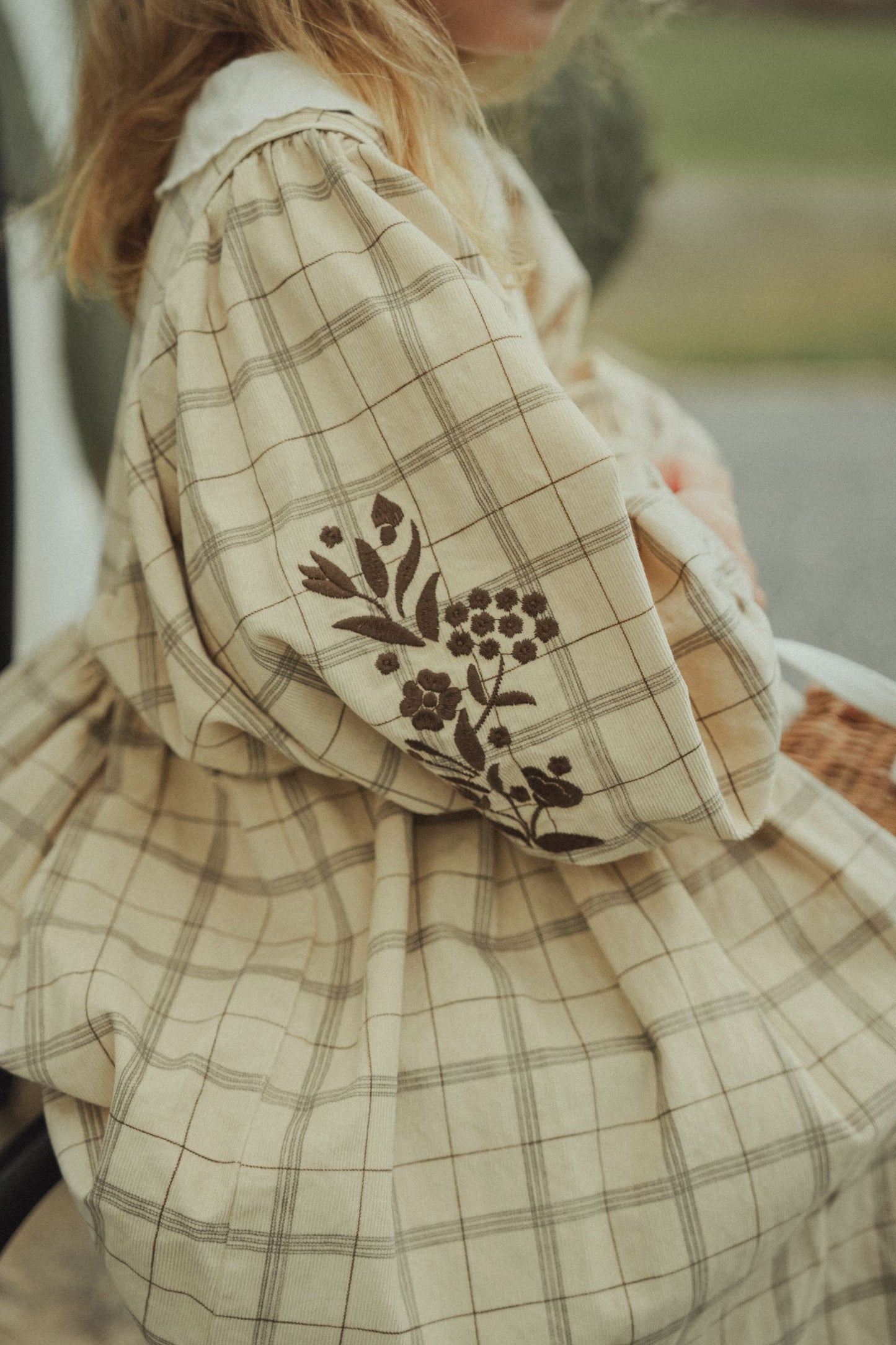 Corduroy Plaid Dress - Khaki