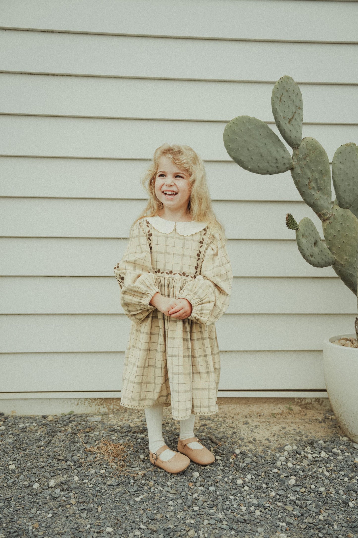 Corduroy Plaid Dress - Khaki