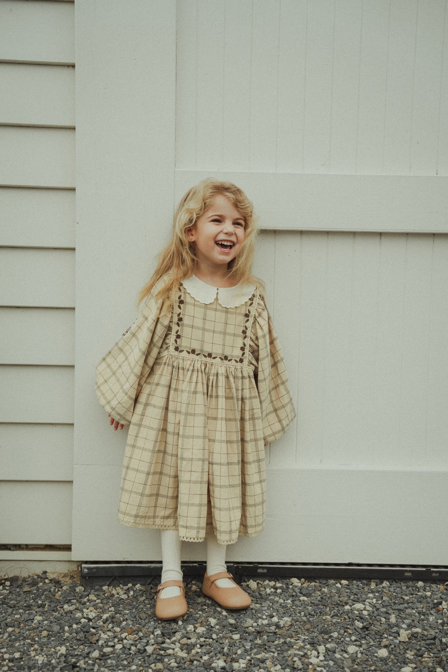 Corduroy Plaid Dress - Khaki