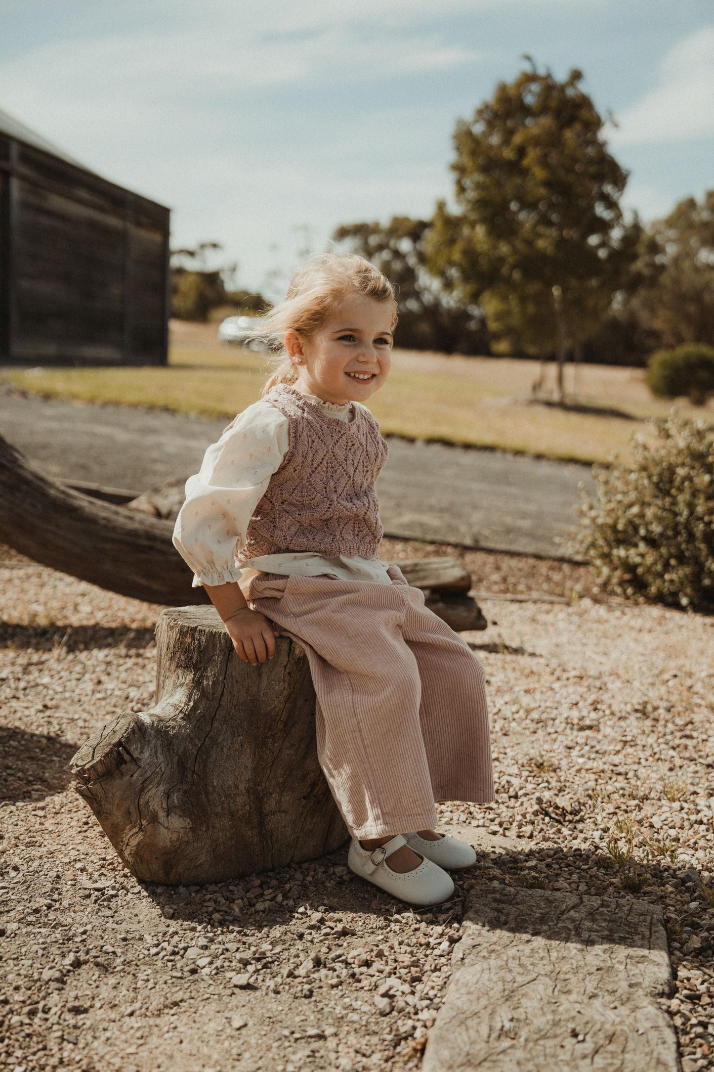 Blouse & Vest Set - Dusty Pink